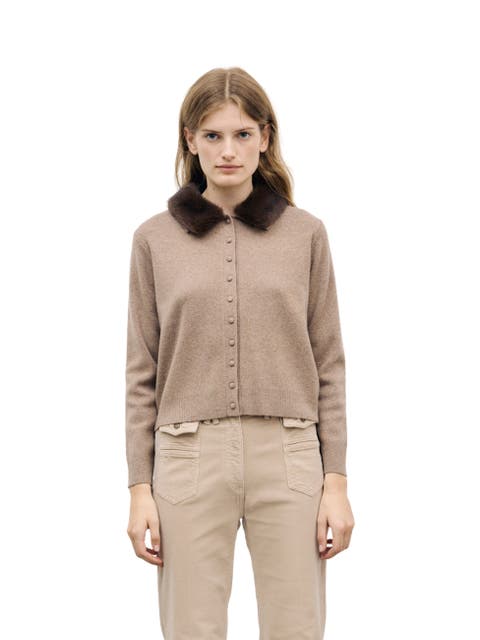 Rila Plush Collar Relaxed Knit Cardigan