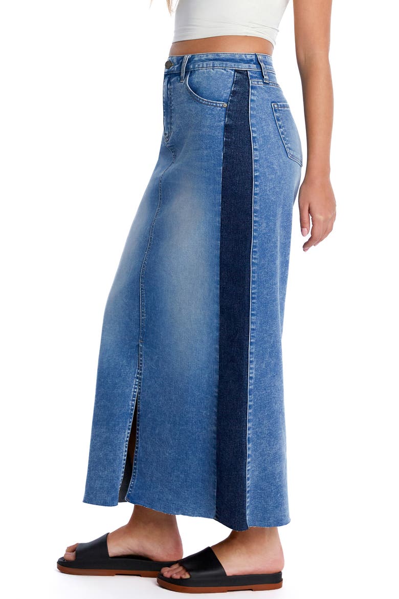 Split Denim Maxi Skirt, Alternate, color, HI-LOW BLUE