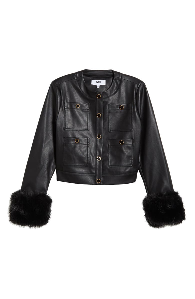 WAYF x CHÉRIE MADELEINE Faux Leather & Faux Fur Jacket, Alternate, color,