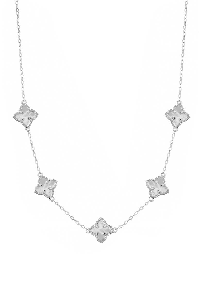 Mother of Pearl Station Necklace, Main, color, WHITE/SILVER
