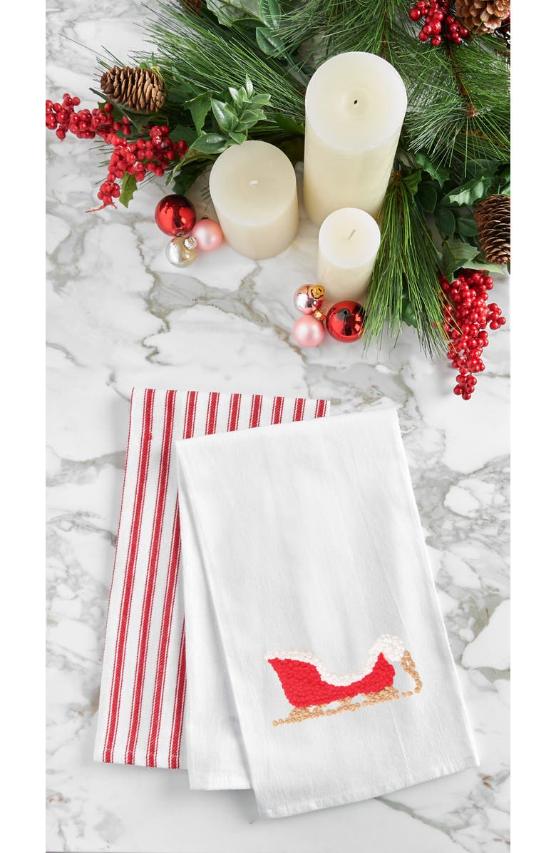 C&F Home Sleigh French Knot Flour Sack Kitchen Towel, Alternate, color, Beige