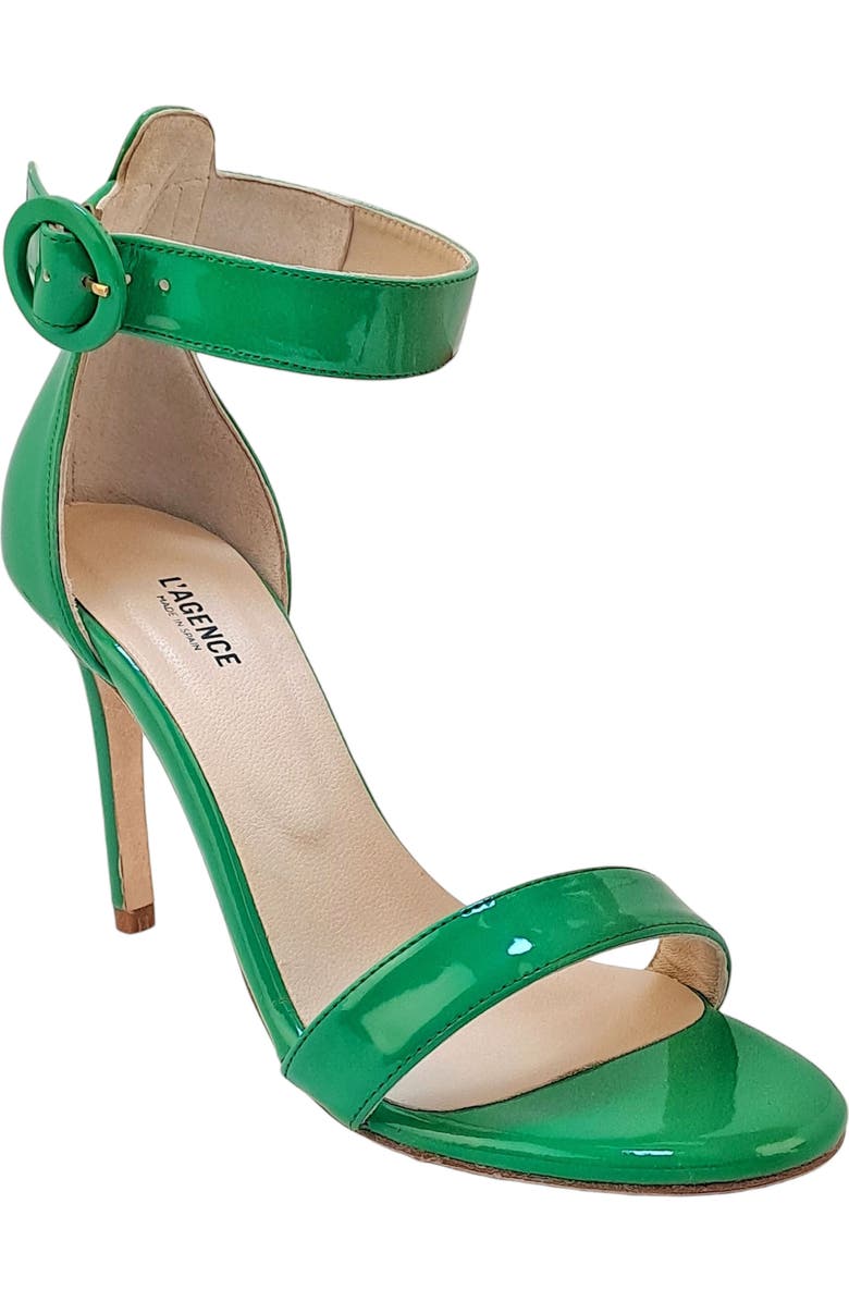 L'AGENCE Rosette Ankle Strap Sandal, Main, color, Bright Green