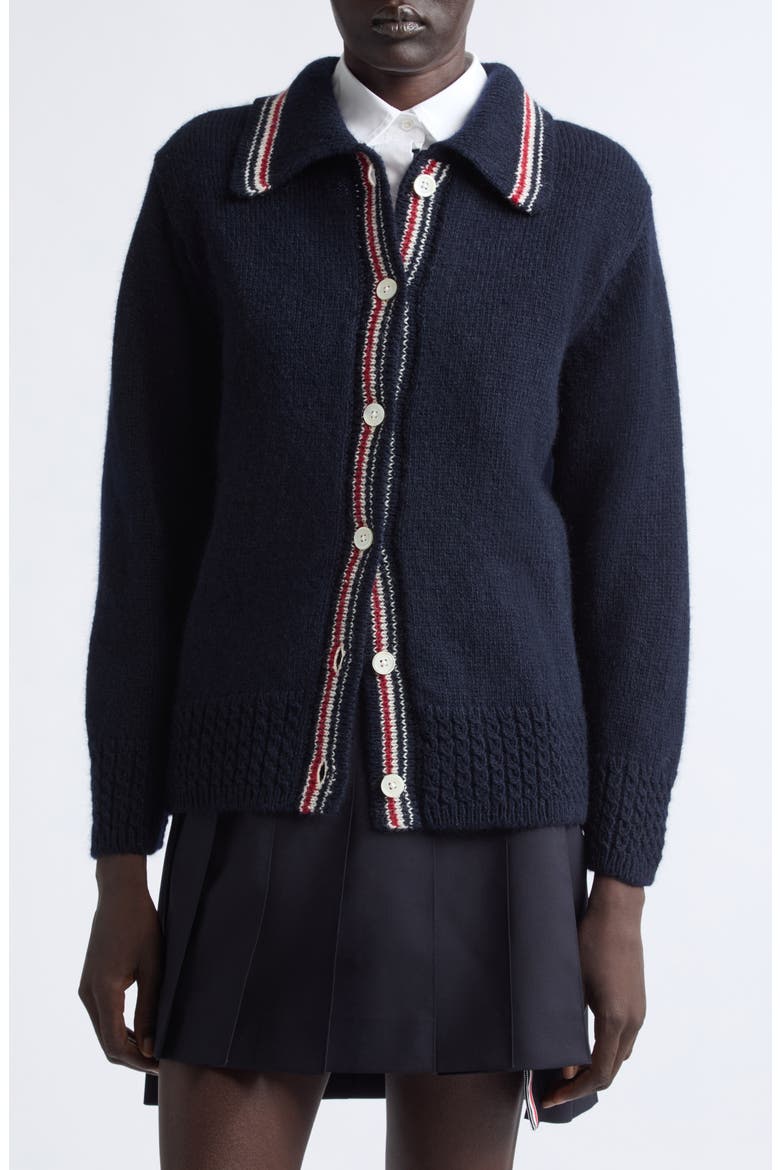Hector Icon Intarsia Wool & Mohair Cardigan, Main, color, NAVY