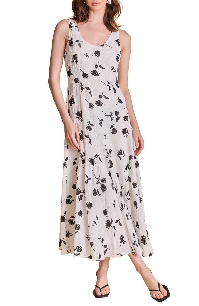 Endless Rose Floral Print Chiffon Dress, Main, color, White/ Black