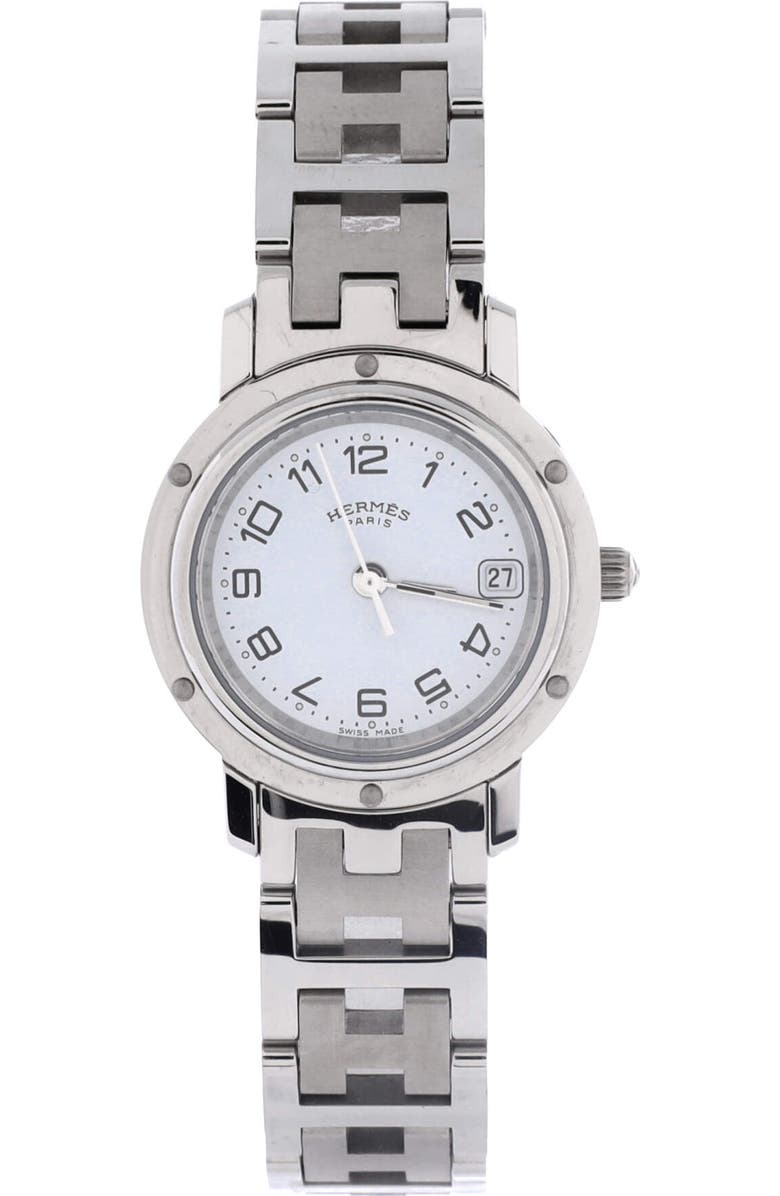 Pre-Owned Hermes Clipper Quartz Watch Stainless Steel 24, Main, color, Silver