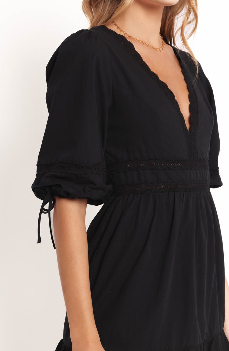 Petal & Pup Estella Lace Trim Minidress, Alternate, color, Black