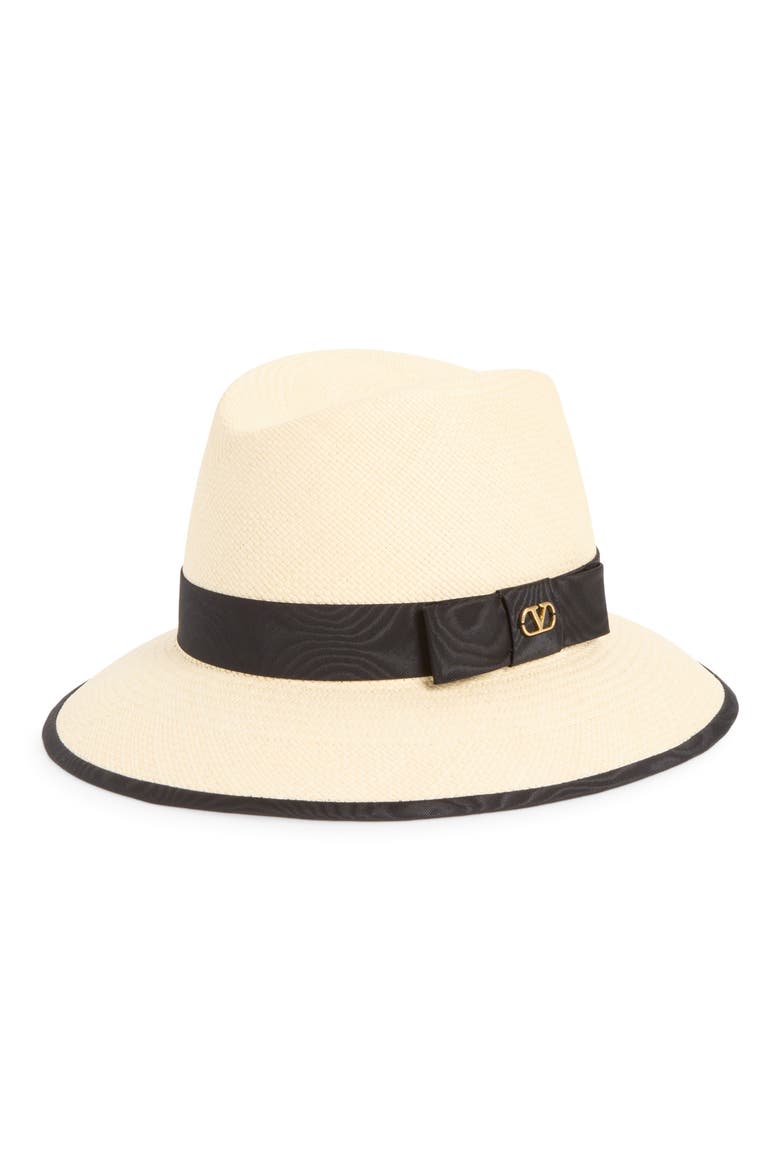 VLOGO Siganture Straw Fedora, Main, color, NATURAL/ BLACK