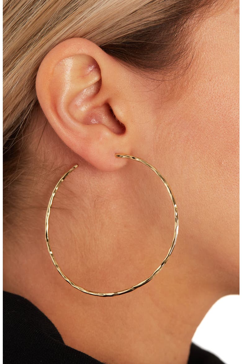 Argento Vivo Hammered Large Hoop Earrings, Alternate, color, GOLD VERMEIL