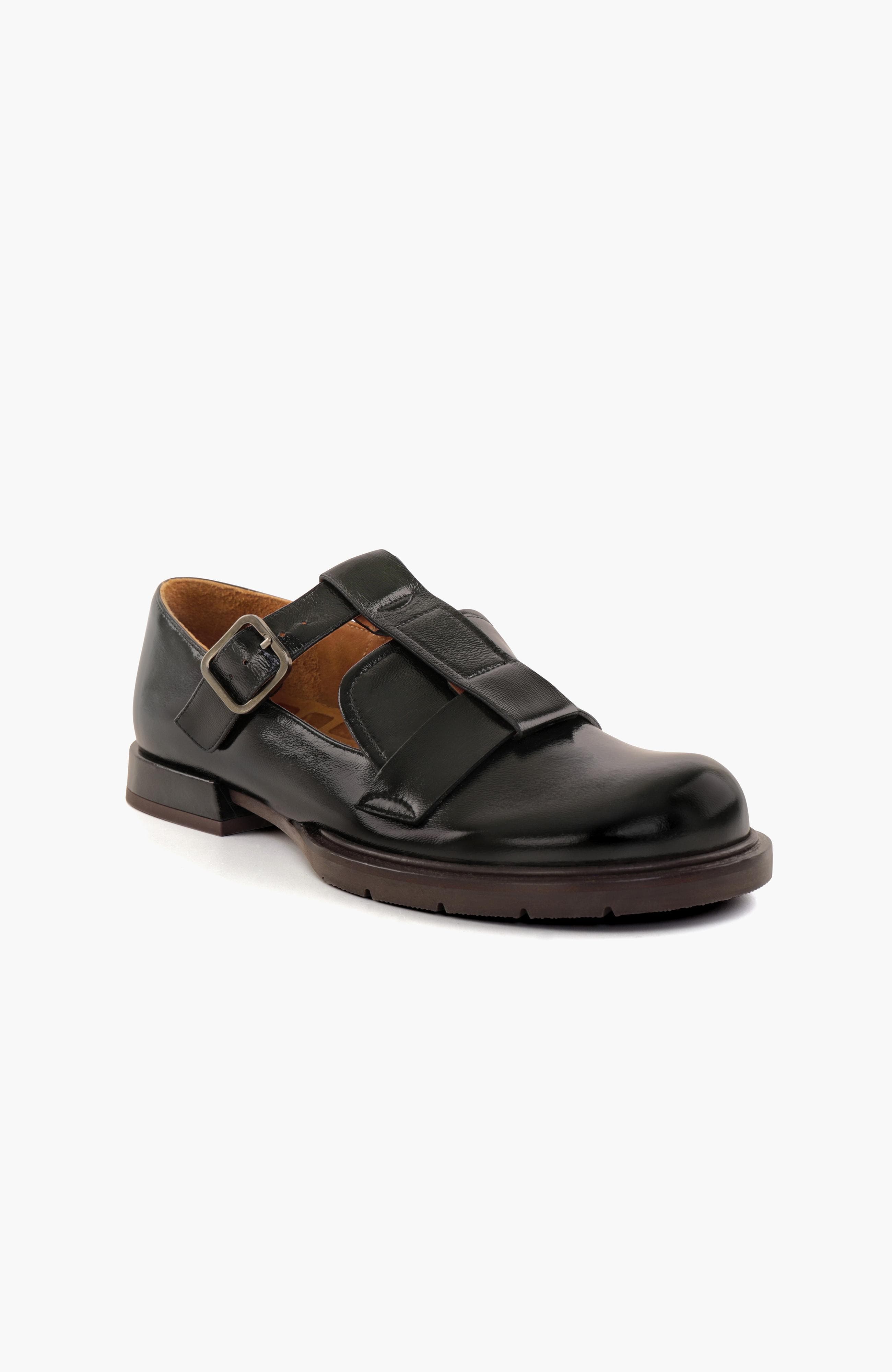 JEIYEI Patent leather Mary Jane flat, Alternate, color, Black