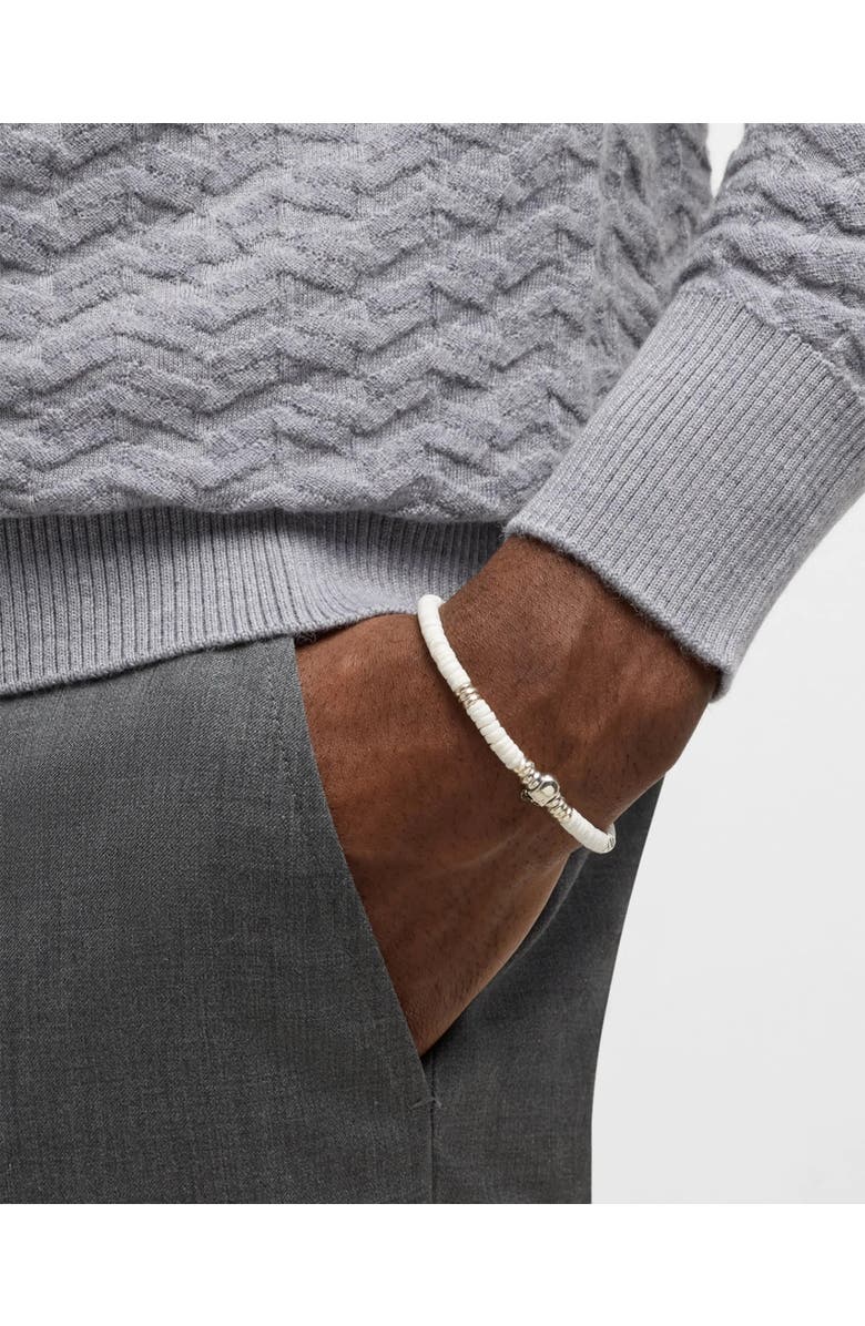 Jan Leslie Sterling Silver Skull And White Shell Beaded Bracelet, Alternate, color, White