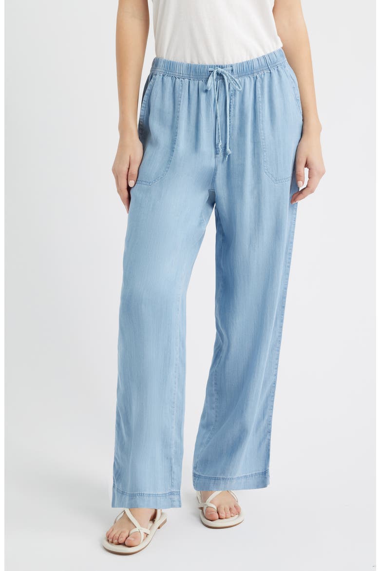 Isabeli Chambray Drawstring Pants, Main, color, LIGHT WASH