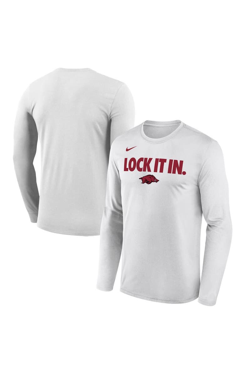 Nike Men's Nike  White Arkansas Razorbacks 2026 On-Court Bench Long Sleeve T-Shirt, Main, color, 