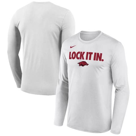 Men's Nike  White Arkansas Razorbacks 2026 On-Court Bench Long Sleeve T-Shirt