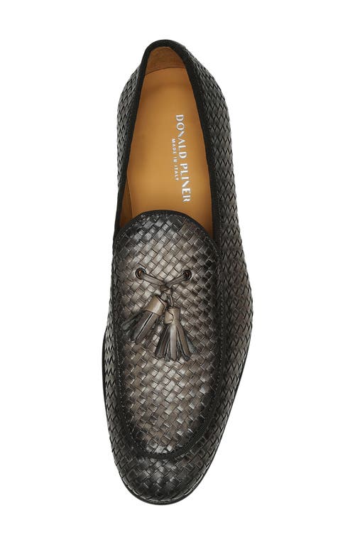 Donald Pliner Spirro Woven Tassel Loafer In Gray