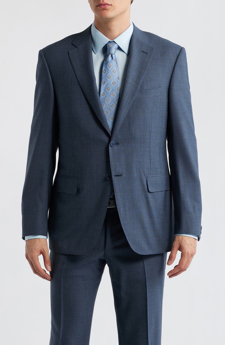 Canali Siena Regular Fit Blue Mélange Wool Suit, Alternate, color, Blue