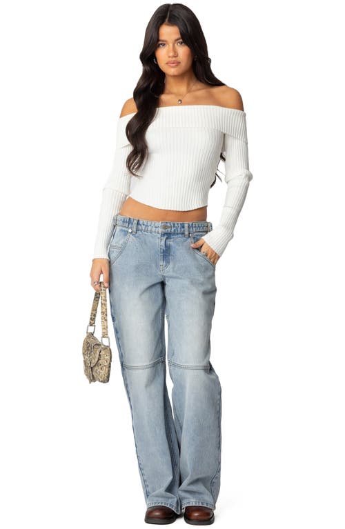 Edikted Shai Low Rise Carpenter Jeans In Light-blue