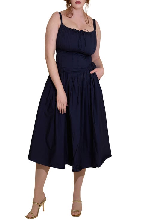 Camille Fuller Bust Cotton Midi Corset Dress