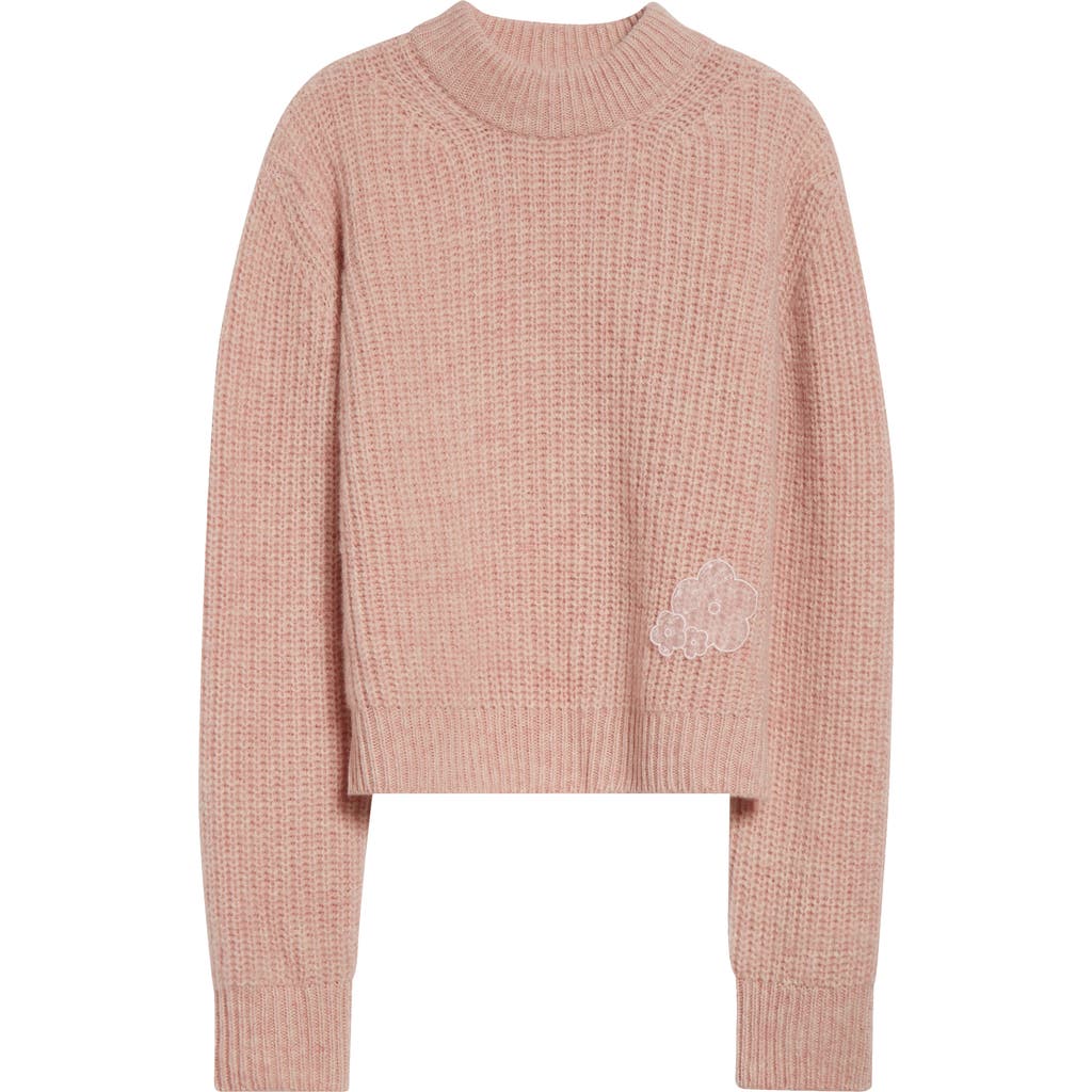 Cecilie Bahnsen Bega Floral Appliqué Wool Sweater In Pink