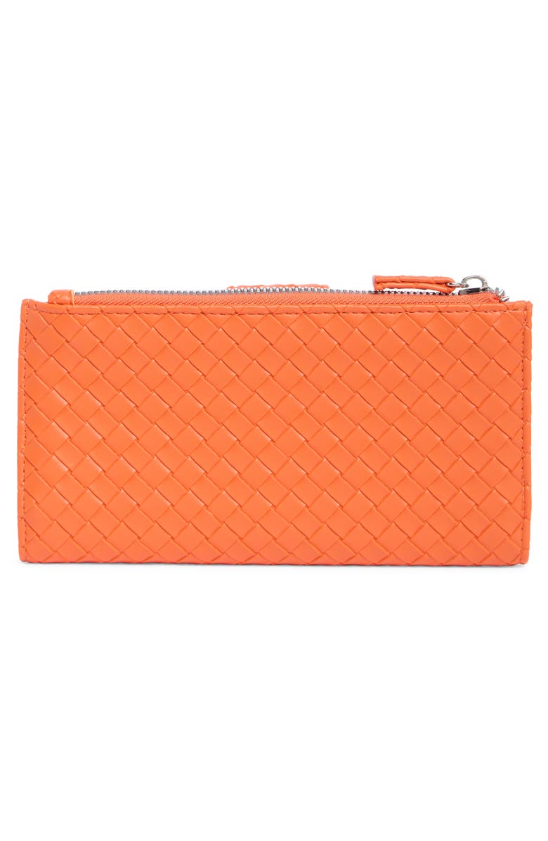MUNDI SMALL LEATHER GOODS Lottie Woven Faux Leather Clutch, Alternate, color, Hot Orange