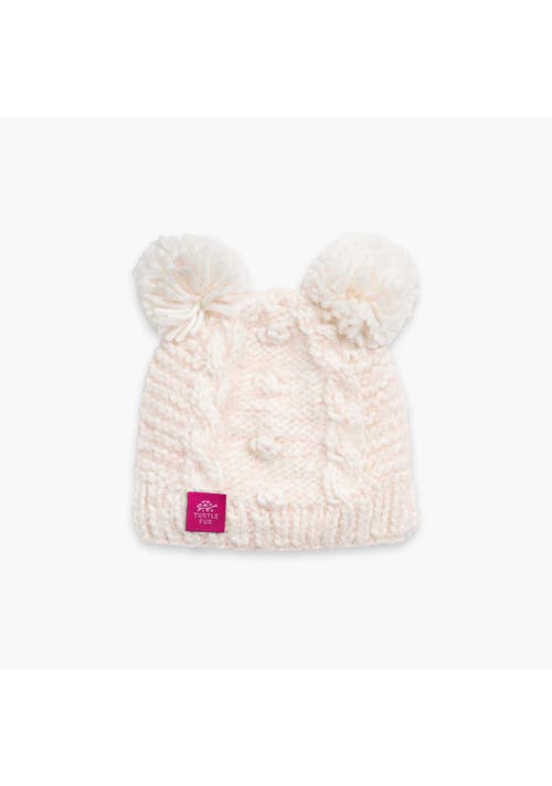 Turtle Fur Kids Fluff Balls Pom Pom Winter Hat In White