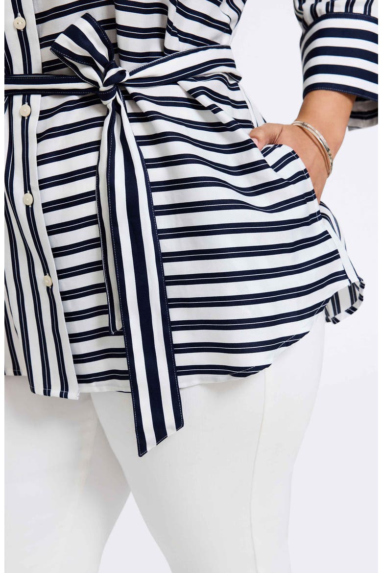 Avery Stripe Tie Waist Shirt, Alternate, color, NAVY/ WHITE
