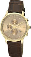 PORSAMO BLEU Aura Leather Strap Chronograph Watch, 44mm