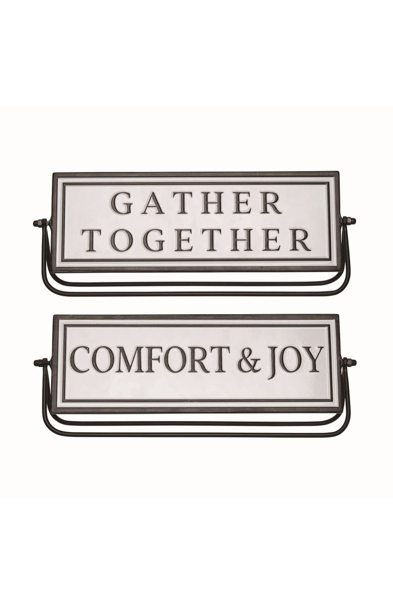 Transpac White Harvest Reversible Swivel Metal Sign Freestanding Decor, Main, color, White