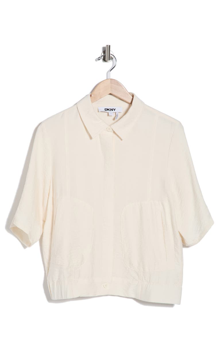 DKNY Short Sleeve Roll Tab Jacket, Main, color, Coconut