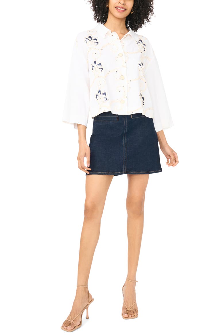 Sequin Embroidered Shirt, Alternate, color, NEW IVORY