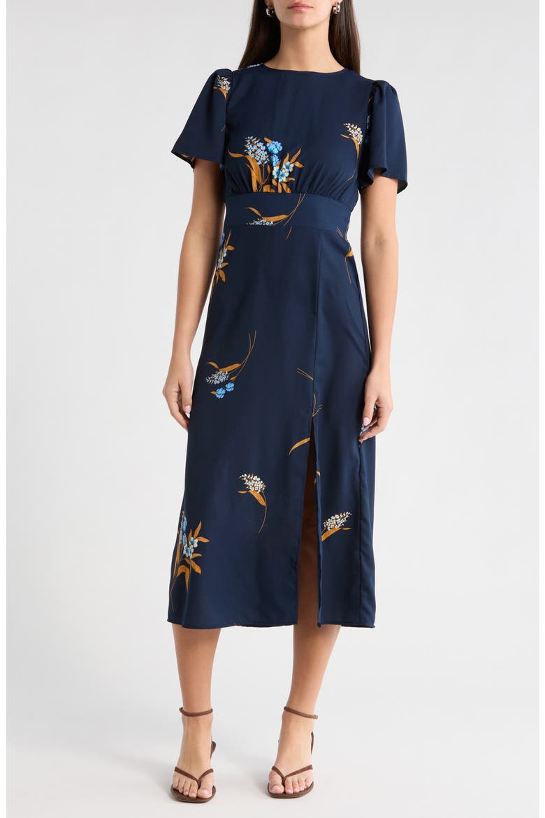 Dusk Bloom Floral Midi Dress, Main, color, NAVY MULTI