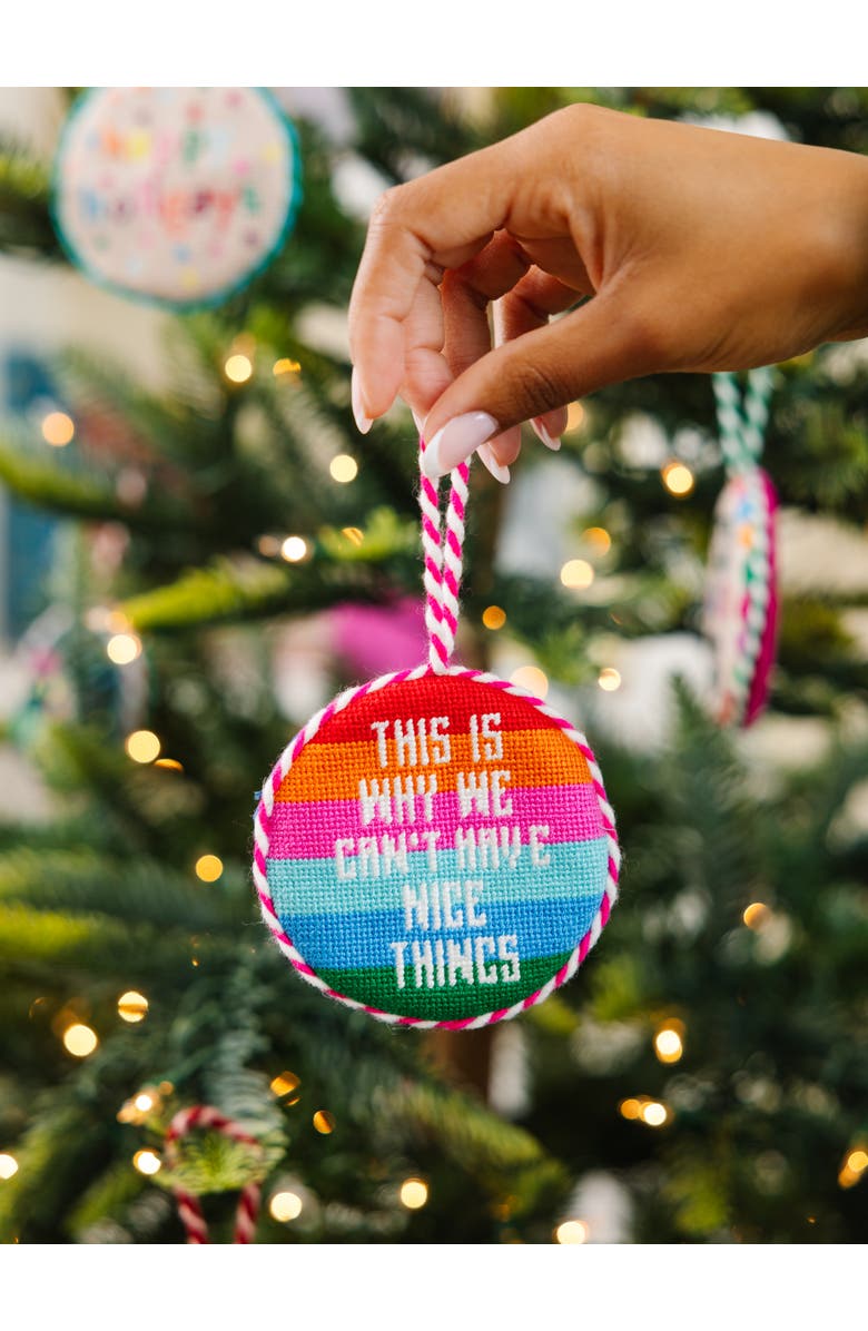 Furbish Needlepoint Ornament - Nice Things, Alternate, color, Pink