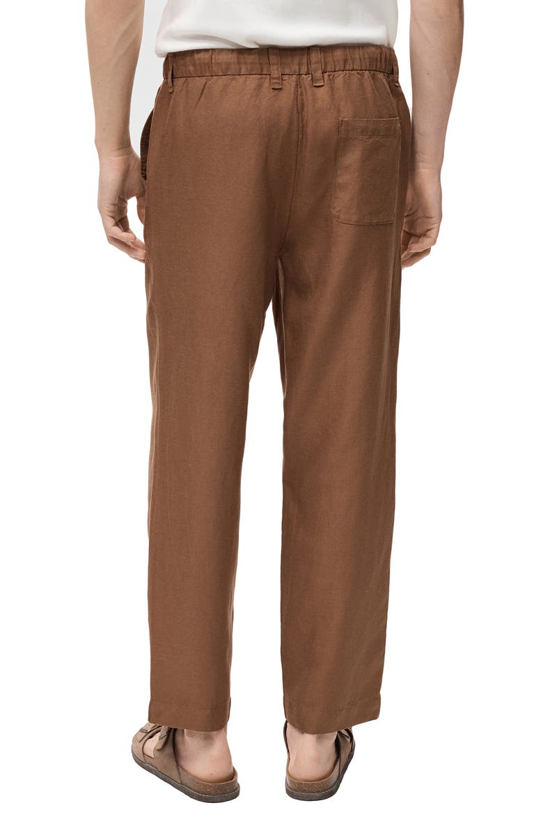 MANGO Lyocell & Linen Pants, Alternate, color, Tobacco Brown