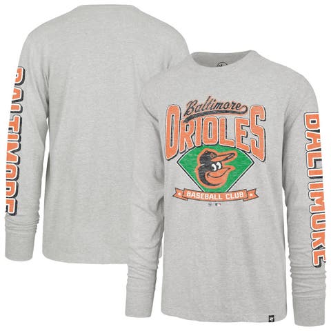 Men's '47  Gray Baltimore Orioles Big & Tall Distressed Franklin Long Sleeve T-Shirt