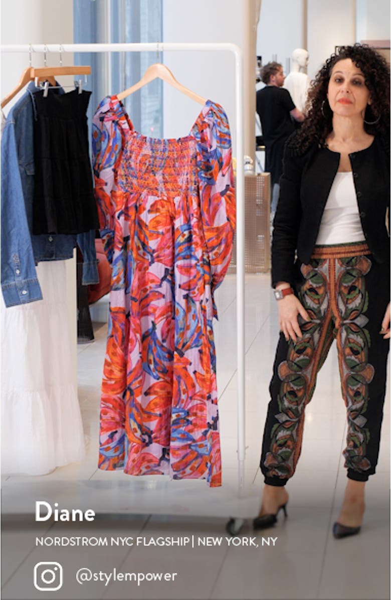 Bananas Smocked Long Sleeve Maxi Dress, sales video thumbnail
