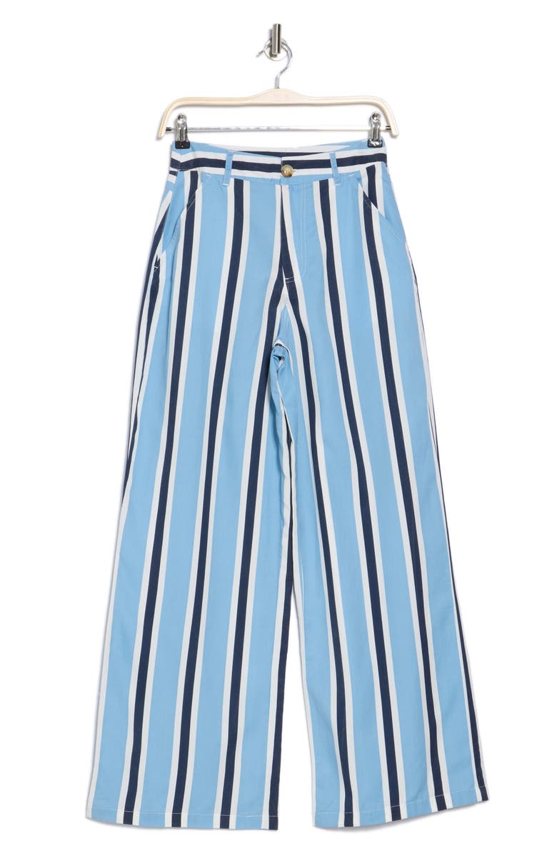 BY DESIGN April High Waist Wide Leg Pants, Alternate, color, Chambray Stripe