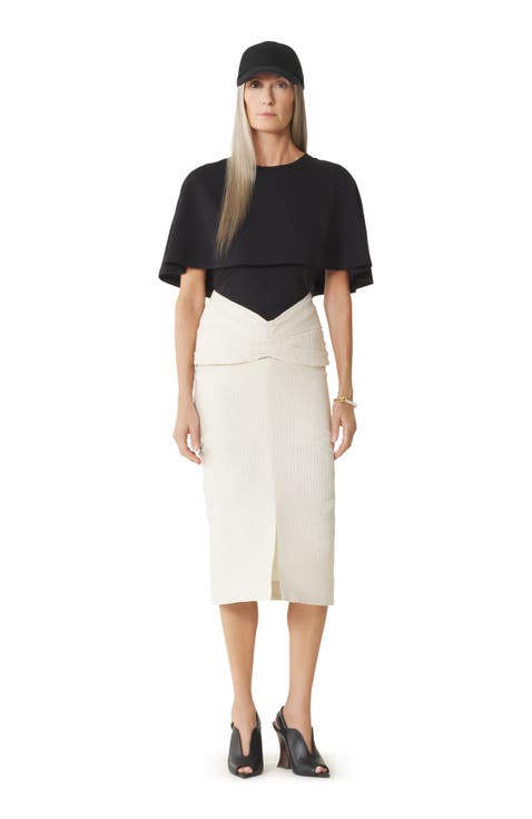 White Midi Skirt In Jacquard