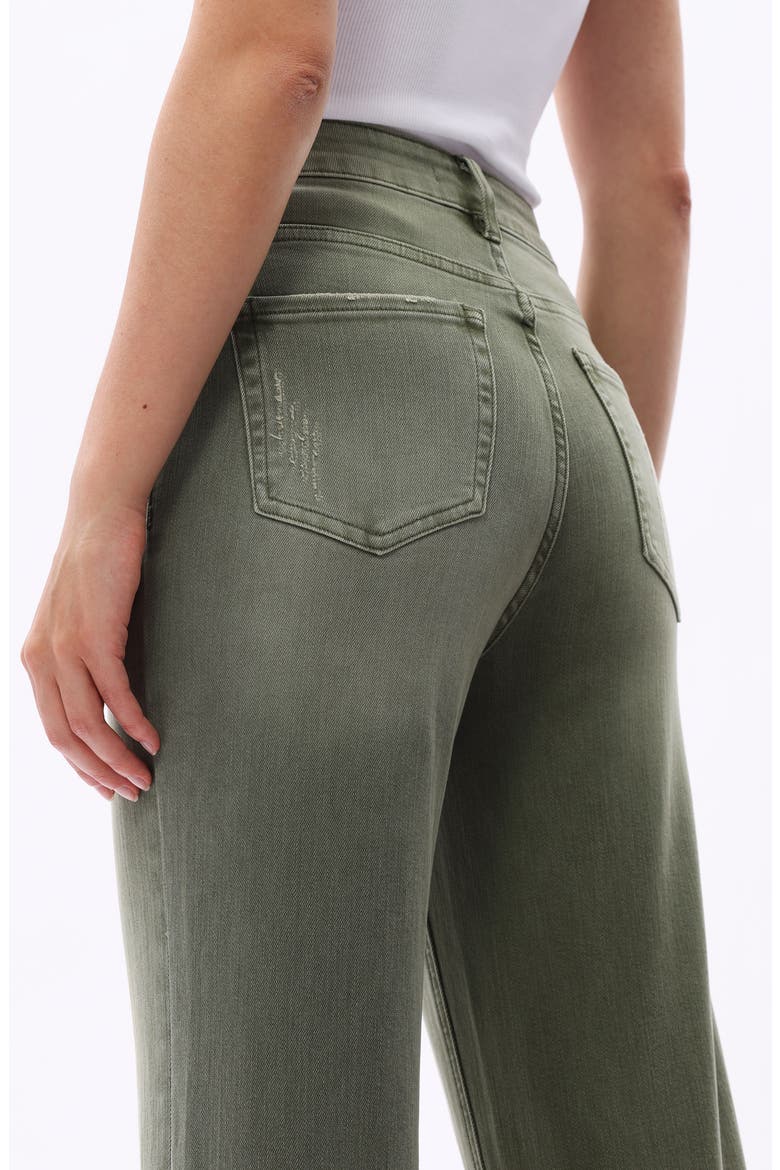 High Waist Raw Hem Wide Leg Jeans, Alternate, color, GREEN