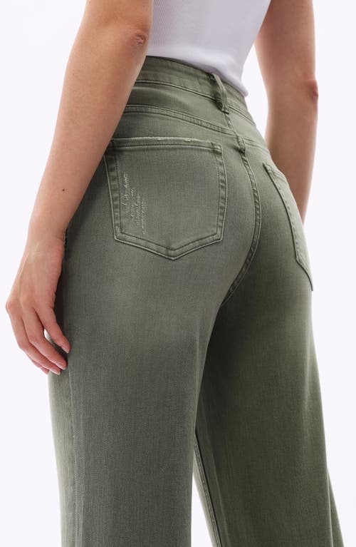 Bayeas High Waist Raw Hem Wide Leg Jeans In Green