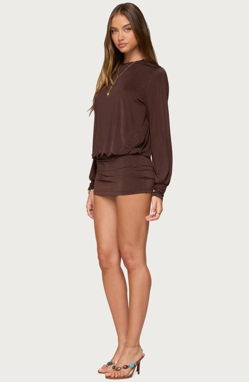 Edikted Guilia Cutout Back Long Sleeve Minidress In Brown