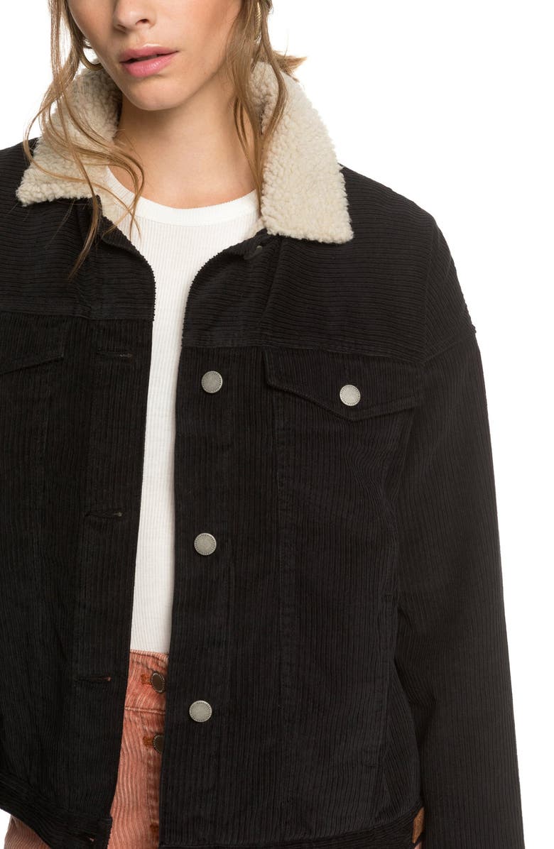 Roxy Good Fortune Fleece Trim Cord Jacket, Alternate, color, 