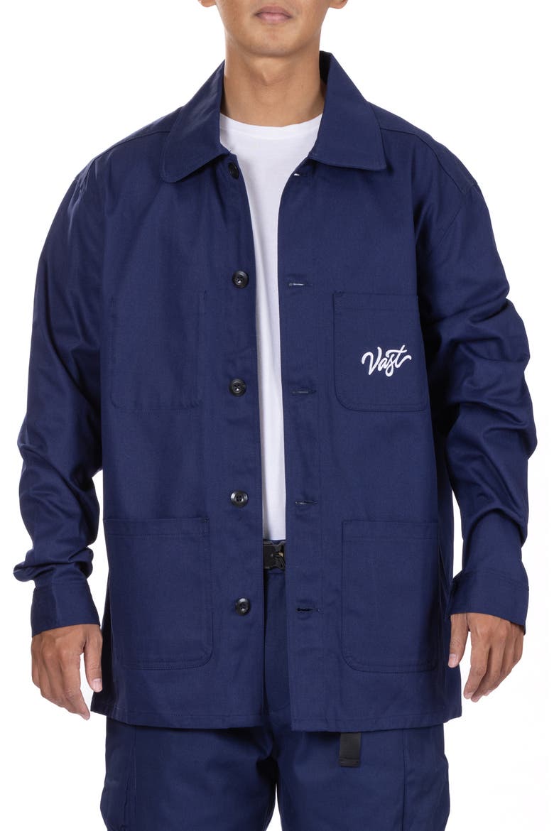Relaxed Fit Twill Workwear Jacket, Main, color, NAVY