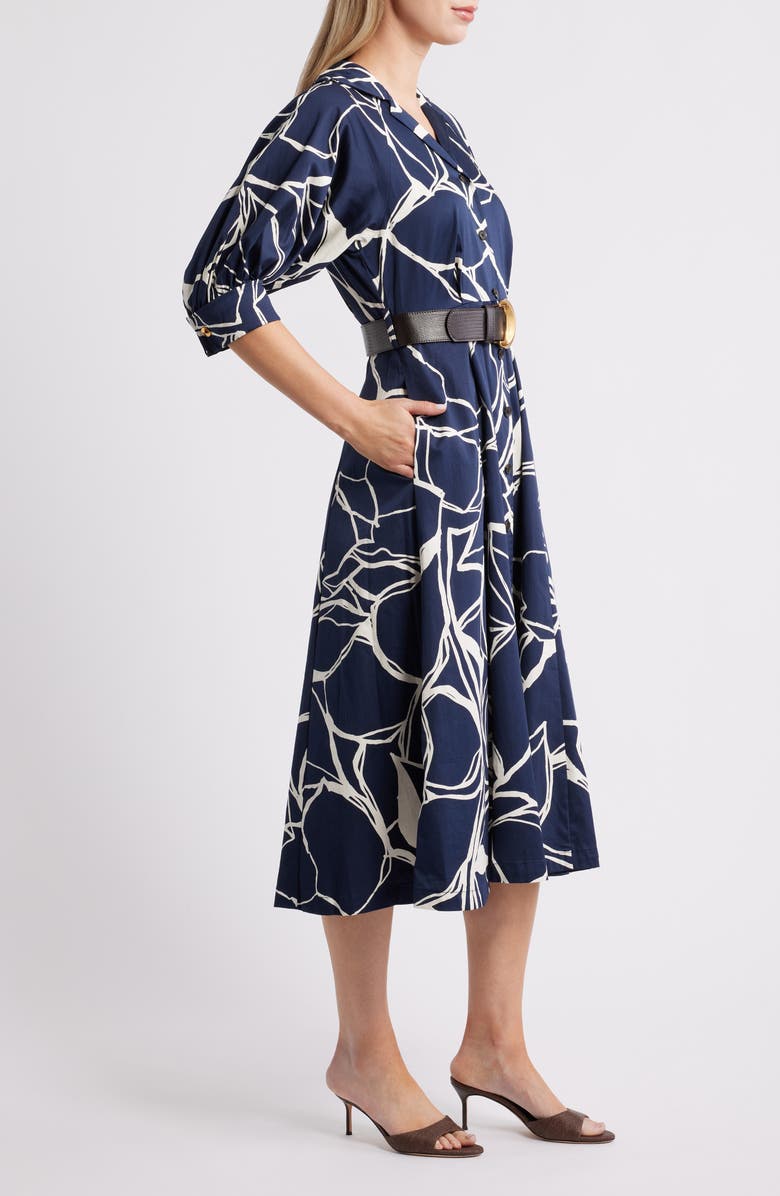 Donna Karan New York Abstract Print Belted Shirtdress, Alternate, color, Nightfall/ Pristine