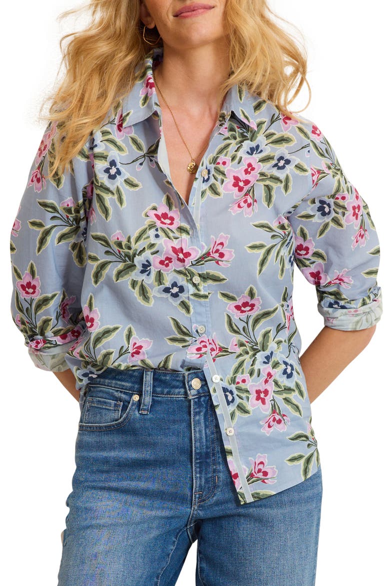 Ocean Petals Cotton Voile Shirt, Main, color, MOONDUST