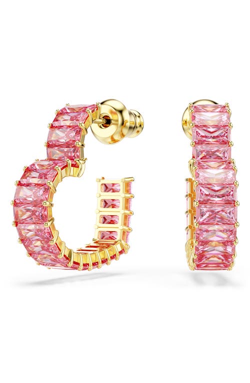 Swarovski Matrix Crystal Heart Hoop Earrings In Pink