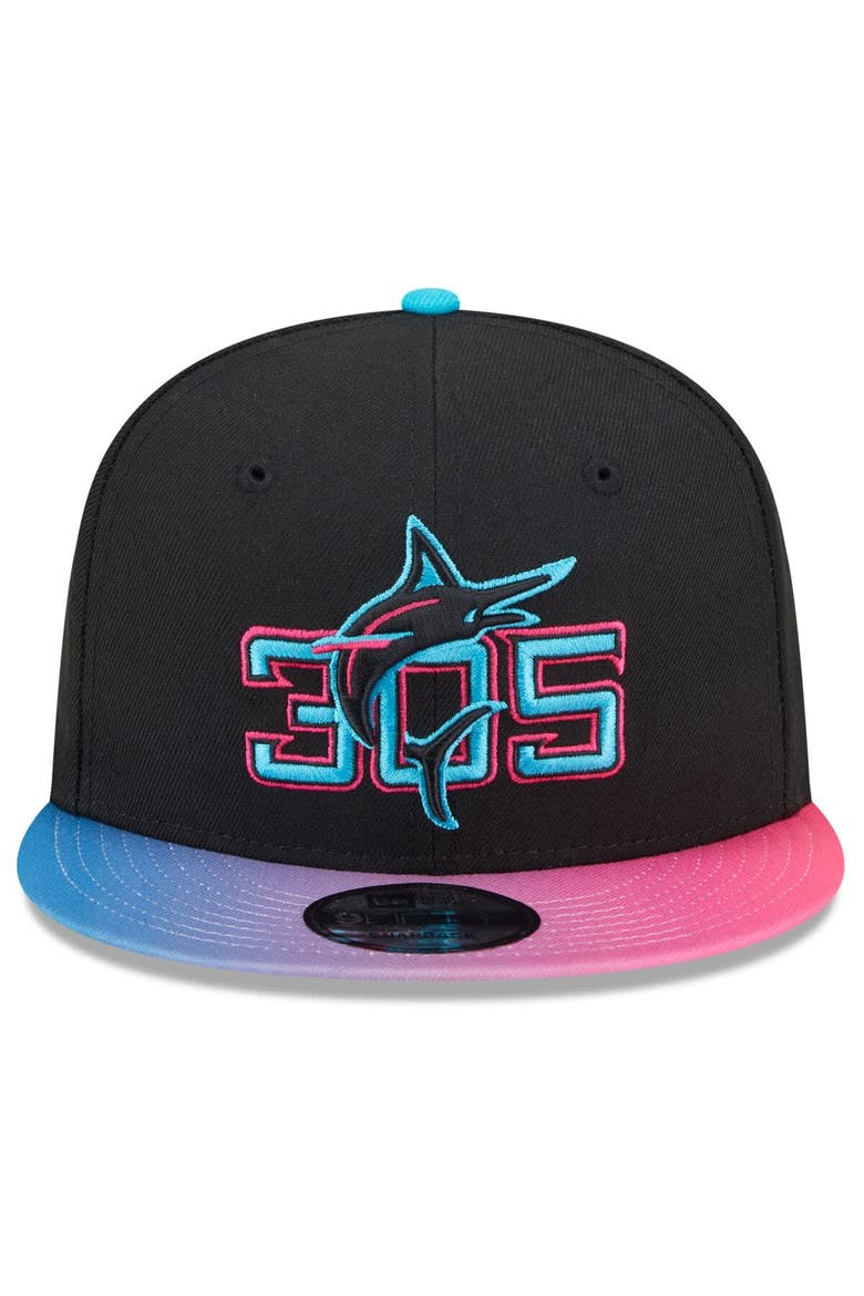 Men's New Era Black/Pink Miami Marlins 2025 City Connect 9FIFTY Snapback Hat, Alternate, color, Black