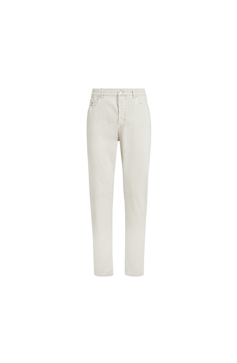 Garment-dyed denim trousers