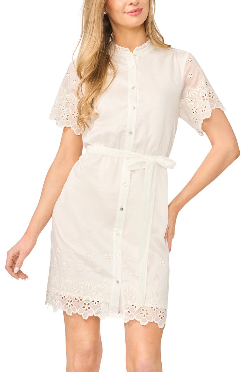 Halogen<sup>®</sup> Eyelet Lace Shirtdress, Alternate, color,