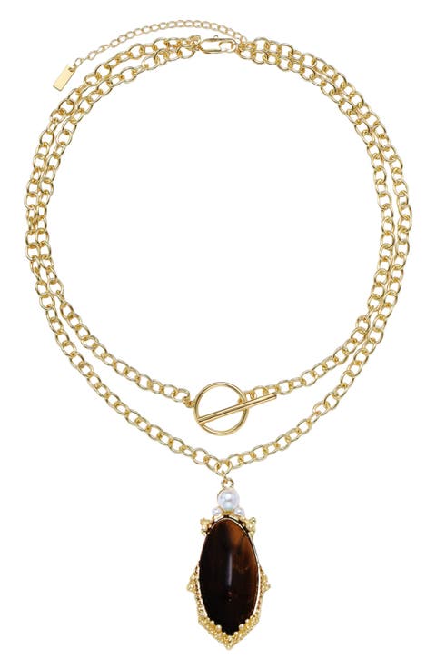 Wander Stone Pendant Layered Necklace