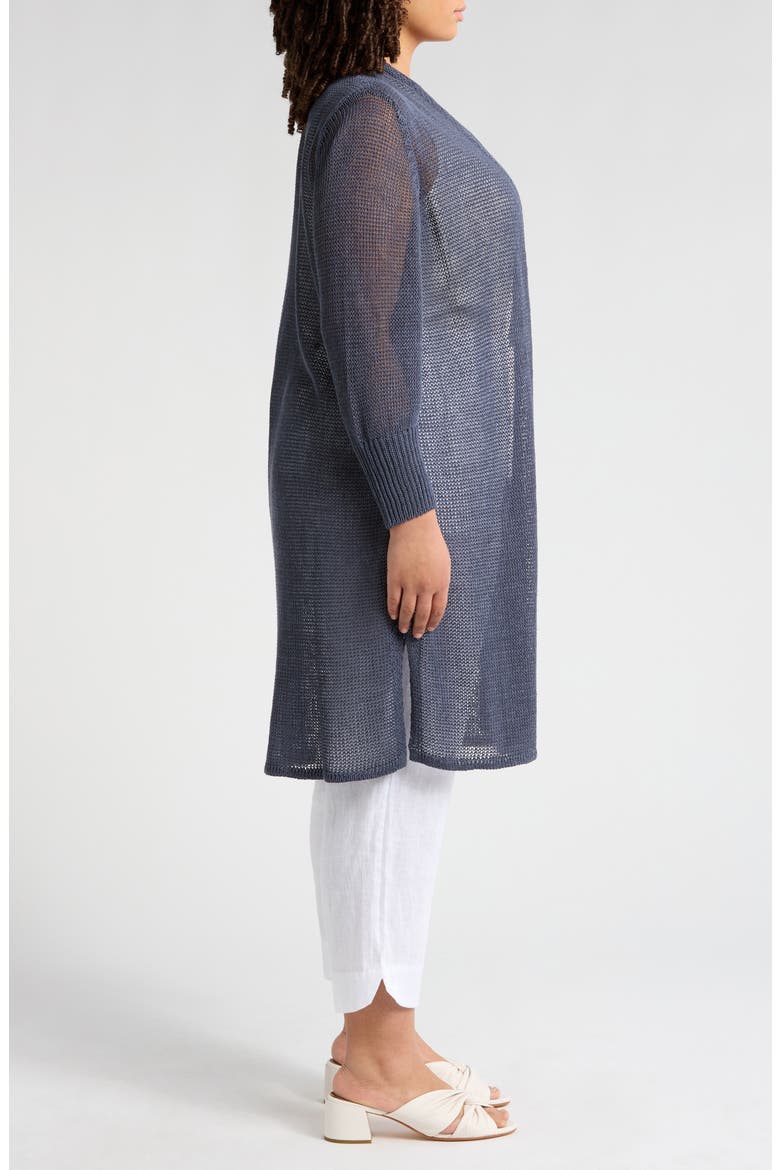 Long Organic Linen & Cotton Cardigan, Alternate, color, ECLIPSE