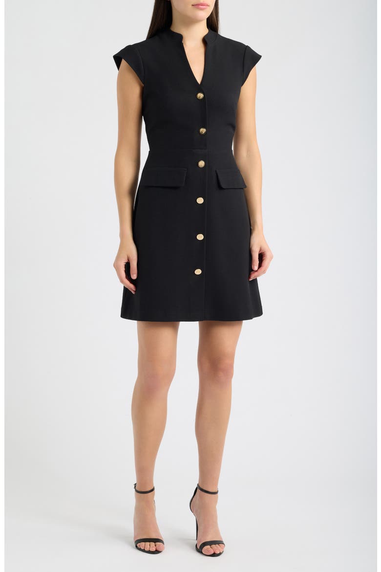 Signature Stretch Crepe Dress, Main, color, BLACK